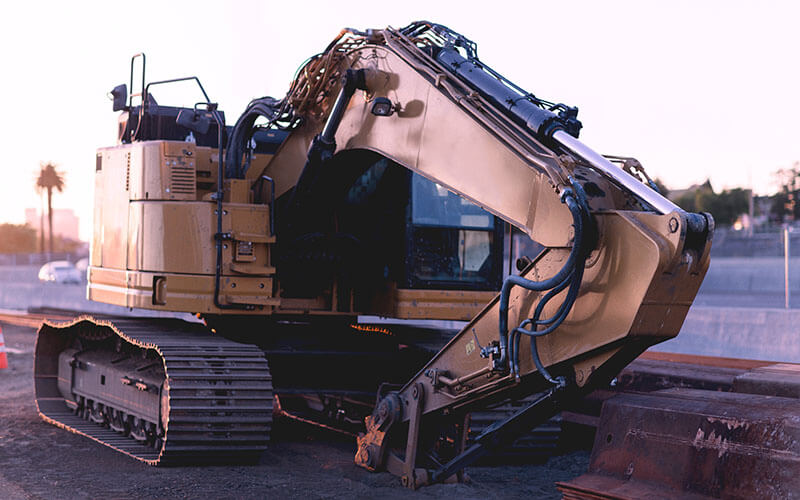 Crew member reviewing site work