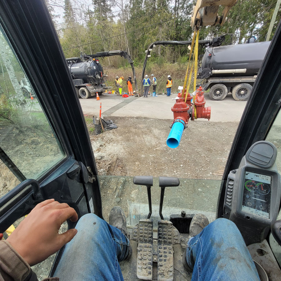 Excavator working on site